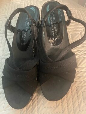 Donald J. Pliner Black Crisscross Slingback Wedges